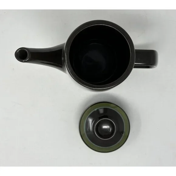 1970s MIKASA MAJORCA INTAGLIO COFFEE TEA POT w/LID 7501 Brown Stoneware Japan - Picture 6 of 12